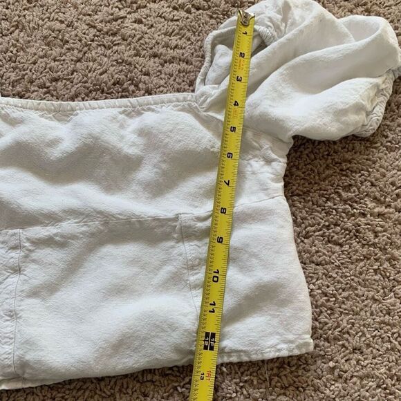 Express Smocked Cropped Peasant Top Extra Small XS Linen - Picture 7 of 7